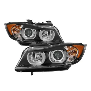 Spyder BMW E90 3-Series 06-08 4DR Headlights - Halogen Model Only - Black PRO